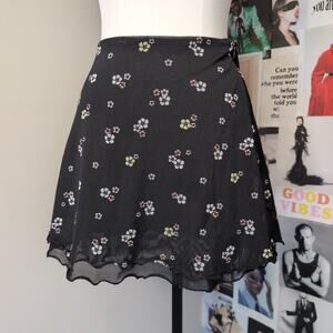 Floral Print Mesh Mini Skirt Preppy